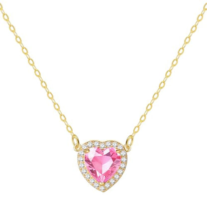 Starain Heart Necklaces for Women Dainty Cubic Zirconia Love Heart Pendant Necklace 18K Gold Plated Chain Trendy Stuff Jewelry - color: K Gold Heart Necklace