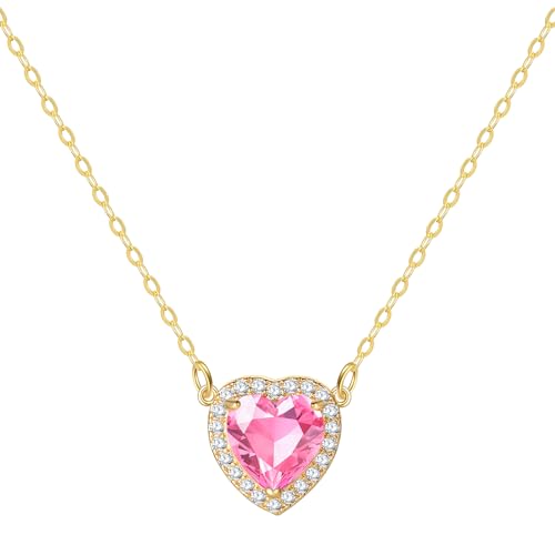Starain Heart Necklaces for Women Dainty Cubic Zirconia Love Heart Pendant Necklace 18K Gold Plated Chain Trendy Stuff Jewelry - color: K Gold Heart Necklace