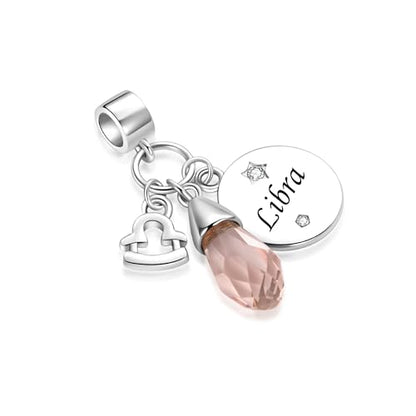 LSxAB Birthday Birthstone Zodiac Sign Charm Compatible with Pandora Charms Bracelets for Women - style: 10 Libra