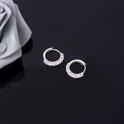 JSGEMSLEE Hypoallergenic Cubic Zirconia Hoop Earrings for Women 925 Sterling Silver Huggie Hoops Earrings CZ Earrings Jewelry Gifts - color: 16mm Hoop