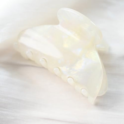 Handmade Celluloid Acetate French Design Barrettes Tortoise Shell Claws Hair Claw Luxury Fashion Accessories Hair Clip for Women (jade white) - color: jade white