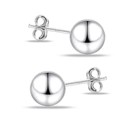 Charmsy 925 Sterling Silver Ball Post Stud Earrings for Women | Round Hammered Lightweight Disco Classic Ball Stud Earring for Women Teen | Sizes 3mm-11mm - style: 9mm-Classic