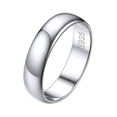 ChicSilver 2/3/5mm 925 Sterling Silver Ring Customizable Plain Dome High Polished Wedding Band Comfort Fit Size 4-12 - color: 5MM Silver