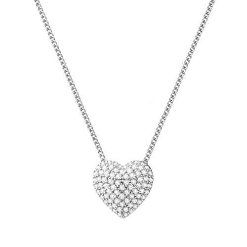 Rnivida Small Cz Pave Puff Heart Necklace for Women - color: Cz Heart - Silver
