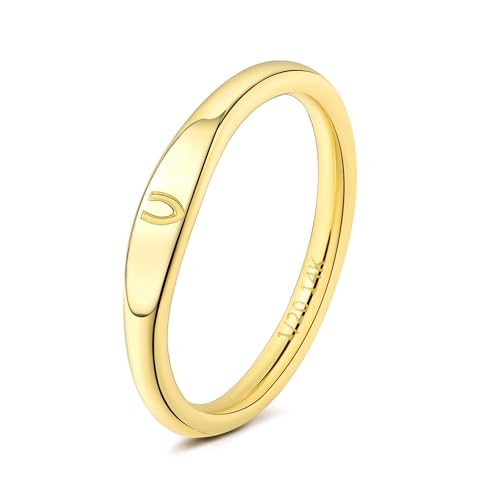 Gold Initial Rings for Women Non Tarnish Thumb Rings for Teen Girls 14K Gold plated for Women - color: V