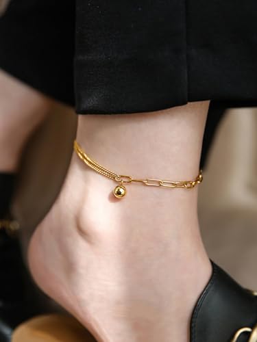 MODRSA Toe Rings for Women Toe Rings and Anklets for Women Toe Ring Adjustable Toe Rings Silver Rose Gold - color: F3-Anklet - Ball gold