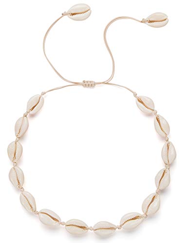 Nackiy Shell Necklace for Women, Handmade Summer Beach Jewelry Gift | Natural Sea Shell Necklace, Adjustable Collar Fit, Coastal Beach Style, Shell Starfish Charms, Lightweight Summer Jewelry - color: Beige 1