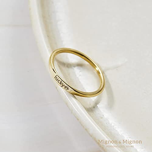 MignonandMignon Personalized Name Ring Custom Handmade Mother's Day Gifts Jewelry Best Gift For Her Anniversary Name Jewelry Mom Gift Engraved Elegant Rings - RF1