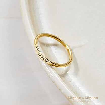 MignonandMignon Personalized Name Ring Custom Handmade Mother's Day Gifts Jewelry Best Gift For Her Anniversary Name Jewelry Mom Gift Engraved Elegant Rings - RF1