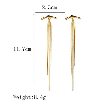 Gold Long Dangle Drop Earrings for Woman,Punk Sleek Metal Chain Tassel Earrings 70s/80s Disco Outfits Accessories Jewelry - color: 3:Gold