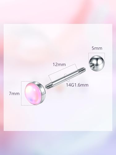 Aumeo 5PCS 14G Tongue Rings - Surgical Steel Tongue Piercing Barbell Jewelry for Men and Women - size: Bar Length: 12mm