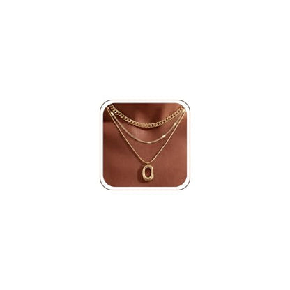 14K Gold/Silver Plated Dainty Snake Chain Layered Necklace for Women | Irregular Oval Pendant Minimalist Dainty Statement Gold Layering Everyday Jewelry - color: Gold - Sandblasted