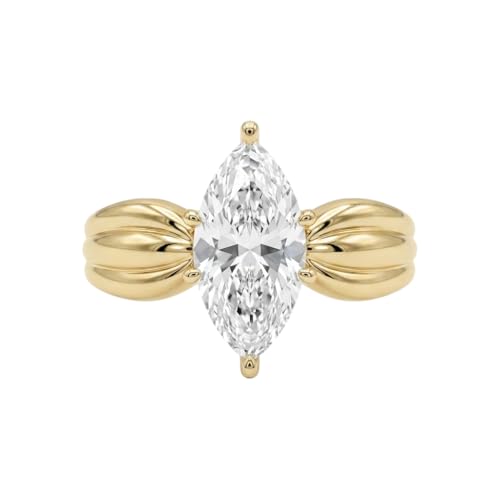 Round & Marquise Cut Moissanite Women's Half Eternity Band With Solitaire Engagement Ring Set 925 Sterling Silver 14k Yellow Gold Plated Ring Size 4-13 Bridal Set