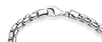 Miabella Solid 925 Sterling Silver Italian 6.5mm Square Rolo Link Round Box Chain Bracelet for Men, Made in Italy - color: sterling silver, size: Length 7.5 Inches (Small)