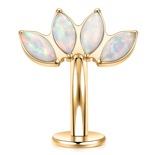 G23 Titanium Belly Jewelry 14G Flat Bottom Floating Belly Button Rings Curved Belly Barbell Navel Ring Belly Piercing 8/10/12/14mm Navel Rings Belly Piercings Jewelry for Women - color: Style4:Gold,4 Horse Eye White Opal