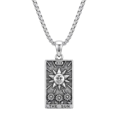YAFEINI Cat Tarot Necklace 925 Sterling Silver Cat Tarot Pendant Necklace Jewelry Gifts for Women - style: Sun Tarot