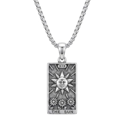 YAFEINI Cat Tarot Necklace 925 Sterling Silver Cat Tarot Pendant Necklace Jewelry Gifts for Women - style: Sun Tarot