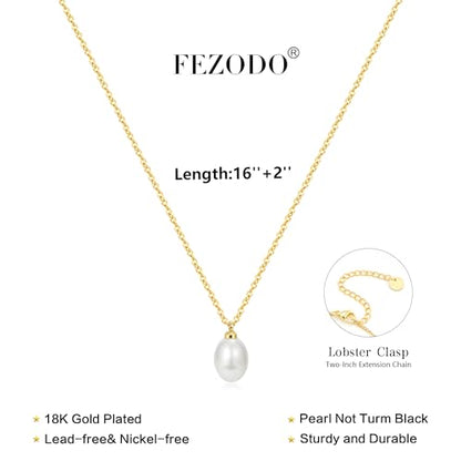 Pearl Necklaces for Women Trendy, 18K Gold/Silver Plated Layered Pearl Necklaces Dainty Pearls Choker Necklace and Earring Set Birthday Gifts for Mom Wife Daughter Sister Friends - color: Pearl Drop Necklace -Gold