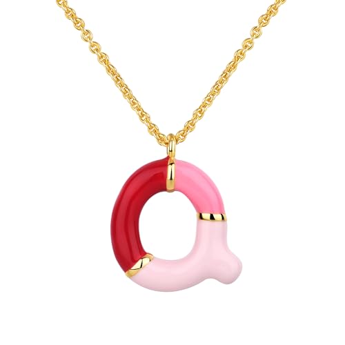 Kainier Bubble Letter Initial Necklace for Women, Colorful Balloon Alphabet Name Pendant Dainty Cute 14K Gold Plated Necklaces Jewelry Gifts… - color: Colourful, style: Q