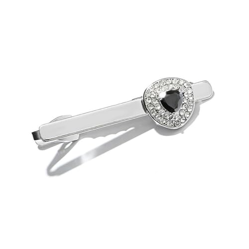 Rhinestone Triangle Tie Clip Bar for Men Silver Plated Fashion Crystal Geometric Birthstone Business Necktie Suit Shirt Tuxedo Formal Wear Brooch Dress Accessories Dainty Party Jewelry - color: Black CZ
