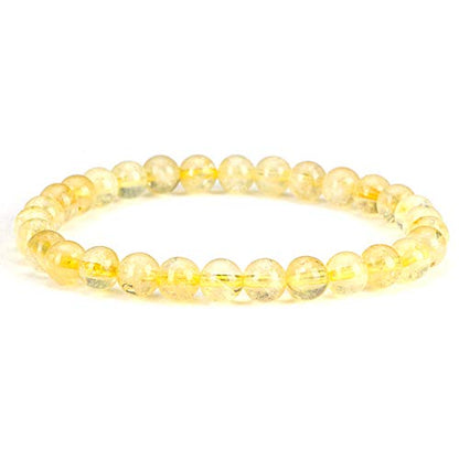 Cherry Tree Collection - Small, Medium, Large Sizes - Gemstone Beaded Bracelets For Women and Men - 6mm Round Beads - color: Citrine, size: Small