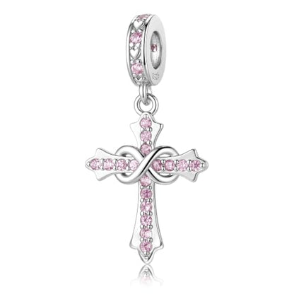 HappyStar 925 Sterling Silver Charms Infinity Design Birthstone Charms for Bracelets with 5A Cubic Zirconia Cross Necklace for Women Dangle Pendant Compatible Pandora Bracelets Happy Birthday Gifts - color: 6-June Birthstone Charms