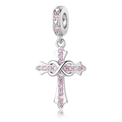 HappyStar 925 Sterling Silver Charms Infinity Design Birthstone Charms for Bracelets with 5A Cubic Zirconia Cross Necklace for Women Dangle Pendant Compatible Pandora Bracelets Happy Birthday Gifts - color: 6-June Birthstone Charms