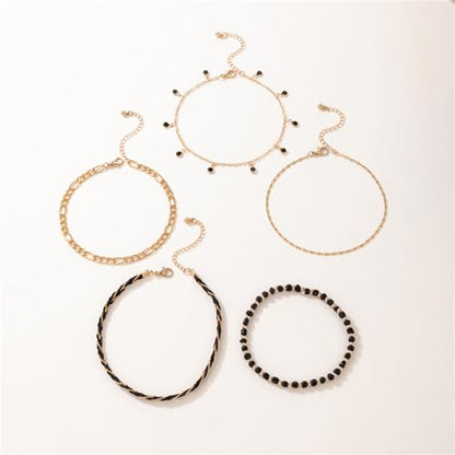 5Pcs Bohemain Layered Beaded Ankle Bracelets for Women,Dainty Stackable Seed Beads Ankle Bracelets Elastic Foot and Hand Chain Jewelry
