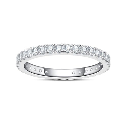 Cubic Zirconia Eternity Wedding Band Rings Round Cut 5A Grade D Color CZ Stacking Band Engagement Promise Rings for Women - style: Round band-a