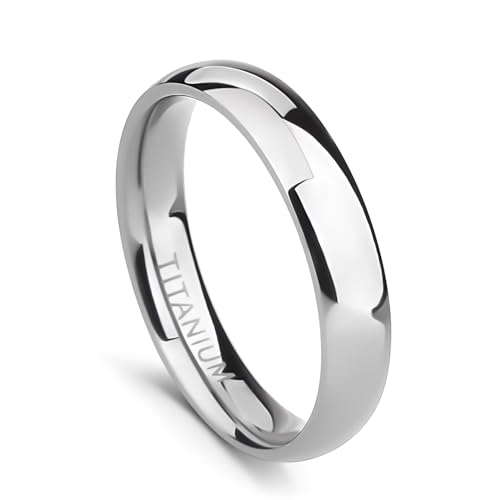TIGRADE 2mm 4mm 6mm 8mm 10mm Titanium Ring Plain Dome High Polished Wedding Band Comfort Fit Size 3-15 - color: Silver 4mm