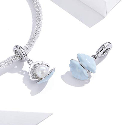 Animal Charms for Bracelets 925 Sterling Silver Bead Charms Bee Butterfly Fox Charm Fits Bracelets and Necklaces Cute Charms for Women - color: White Pearl
