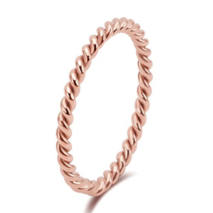Women's Stainless Steel 1.1mm Rope Thin Wedding Ring Silver Rose Gold Plated Size 4 to 9 - color: 2mm, Rose Gold