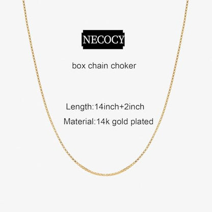 Dainty Sterling Silver Plated Diamond Choker Necklace for Women | Layered Created Diamond Pendent Necklace Set Non Tarnish, Stackable Cuban Chain Choker Jewelry - color: Gold-06