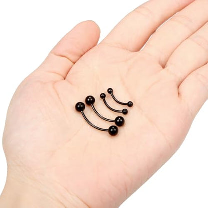 Snake Eyes Piercing Jewelry Tongue Surgical Steel Frog Eyes Tongue Rings 16G 14G Eyebrow Piercing Curbed Barbell Vertical Labret Lip Jewelry Bridge Piercings for Women Men 10mm/12mm/14mm/16mm - color: 16g,black