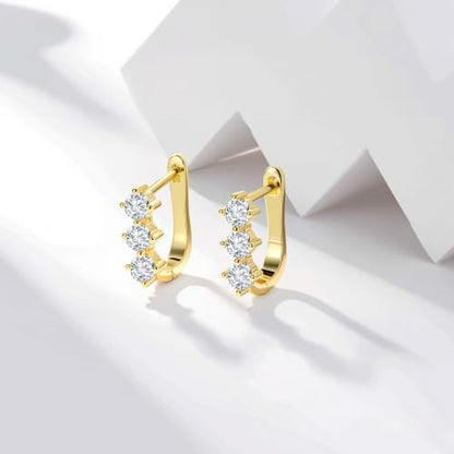 Cubic Zirconia Hoop Earrings for Women Small Huggie Hoops, 12MM - color: 14K Gold