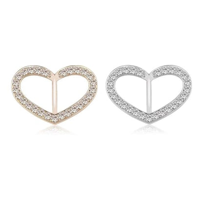 ROFARSO 2Pics Love Heart Shaped Scarf Ring Buckle for Women Fashion Rhinestone Crystal Jewelry Scarf Clasp Clips Accessories for Shawl Scarf Shirt - color: Love Heart