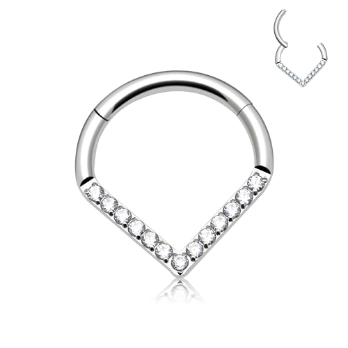 Titanium Septum Rings, Nose Rings Hoops for Women, Segment Nose Rings 16G 8mm/10mm Hypoallergenic Cartilage Conch Helix Rook Hoop Earrings - color: Teardrop-Silver, size: 16 Gauge 8mm