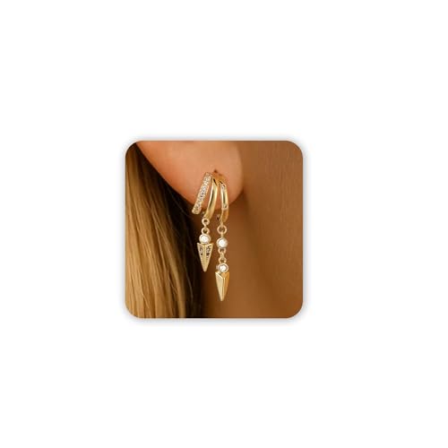 Freekiss Pearl Earrings for Women Trendy: Flat Back Stud Earrings 14K Gold Plated/925 Sterling Silver Freshwater Pearl Dangle Earrings Cute Bow Earrings Wedding Jewelry Birthday Gifts for Women Girls - style: Short Zircon-GD