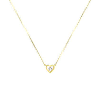 HERIER Cute Heart Necklace Dainty 18k Gold Plated Tiny Heart Pendant Choker Necklaces Small Gold Love Open Heart Chain Necklace for Women Simple Gold Necklace for Women Trendy Jewelry - color: Heart Diamond Necklace-Gold