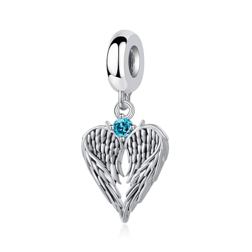 TCHYUN Spread Angle Wings Dangle Charm 12 Birthstone Bead for Pandora Bracelet Women Gift - style: Dec