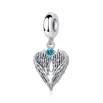 TCHYUN Spread Angle Wings Dangle Charm 12 Birthstone Bead for Pandora Bracelet Women Gift - style: Dec