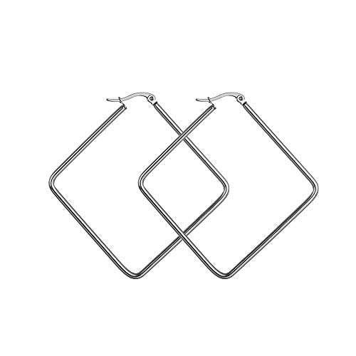 Square Star Hoop Earrings for Women Stainless Steel 40mm diameter - style: Square