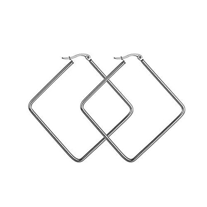 Square Star Hoop Earrings for Women Stainless Steel 40mm diameter - style: Square