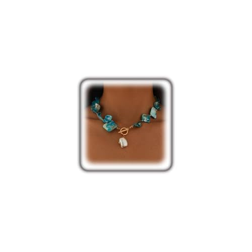 Boho Chunky Shell Necklace for Women Baroque Pearl Pendant Necklaces Irregular Shell Beaded Choker Necklace Trendy Vacation Jewelry Accessories - color: Blue