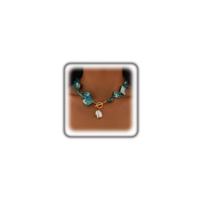 Boho Chunky Shell Necklace for Women Baroque Pearl Pendant Necklaces Irregular Shell Beaded Choker Necklace Trendy Vacation Jewelry Accessories - color: Blue