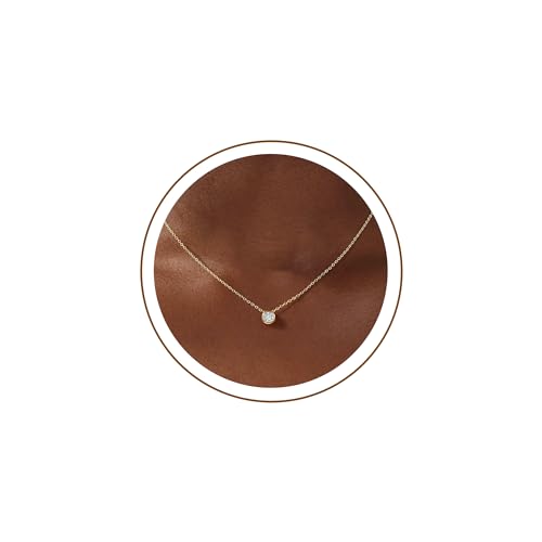 Turandoss Cubic Zirconia Necklace for Women, 14K Gold Plated Necklace | Gold Choker Necklace for Women, Trendy CZ Pearl Necklace, Simple Wedding Prom Jewelry, Bridesmaids Gifts - color: Round Zircon