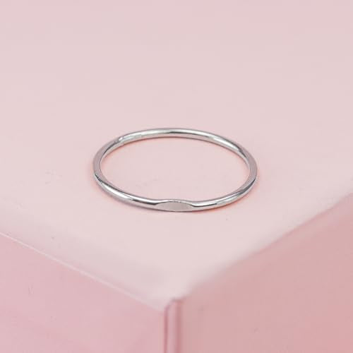LOTUS STONE JEWELRY Skinny Stacking Rings with Hammered Dimple, Handmade Hammered Stacking Band