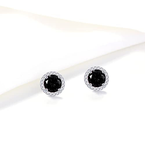 YOQUCOL Bright 8MM,10MM Cubic Zirconia Crystal Stud Earrings Round Pierced Earrings For Women - color: 8MM-Black