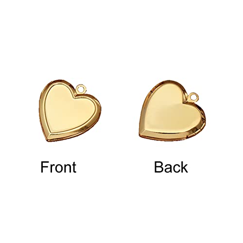 lasenersm 6 Pieces Mini Brass Heart Shaped Photo Locket Pendants Brass Mini Photo Box Memorial Pendant for Photo Pendant Craft, Golden