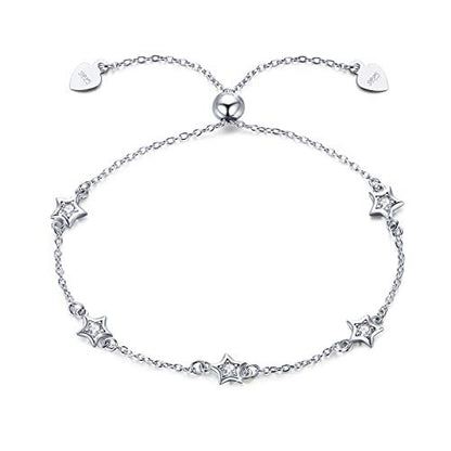 925 Sterling Silver Bohemia Hawaiian Beach Mermaid Floral Bracelet Birthday Graduation Gifts for Women with Gifts Box - style: 24-Star